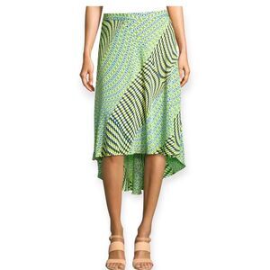 Laundry By Shelli Segal Flowy Skirt Midi Skirt High-low Green Blue Size 12